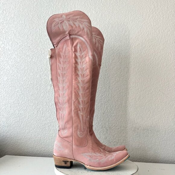 Lane LEXINGTON Over the Knee Womens Cowboy Boots 8.5 Pink Western Cowgirl Tall - Picture 2 of 16